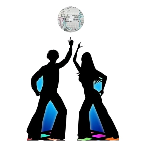 SC2184 Star Cutouts Disco Couple with Disco Ball Silhouette Cardboard Cutout Standee Standup