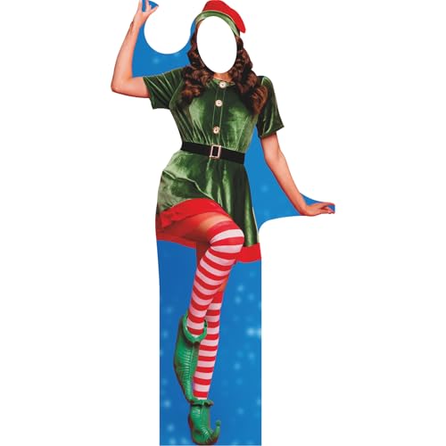 SP13167 Female Christmas Xmas Holiday Elf Stand in Cardboard Cutout Standee Standup