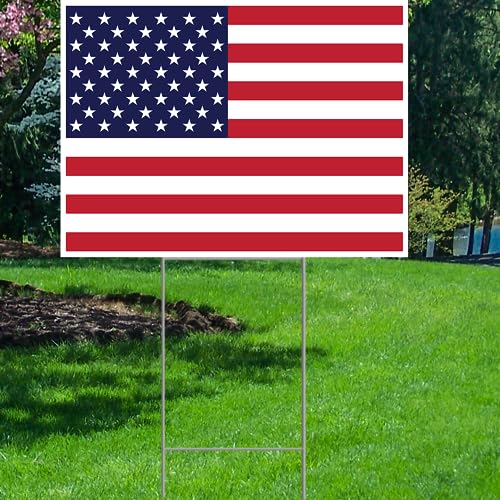 YS1017 American Flag Coroplast Plastic Yard Sign Lawn Sign