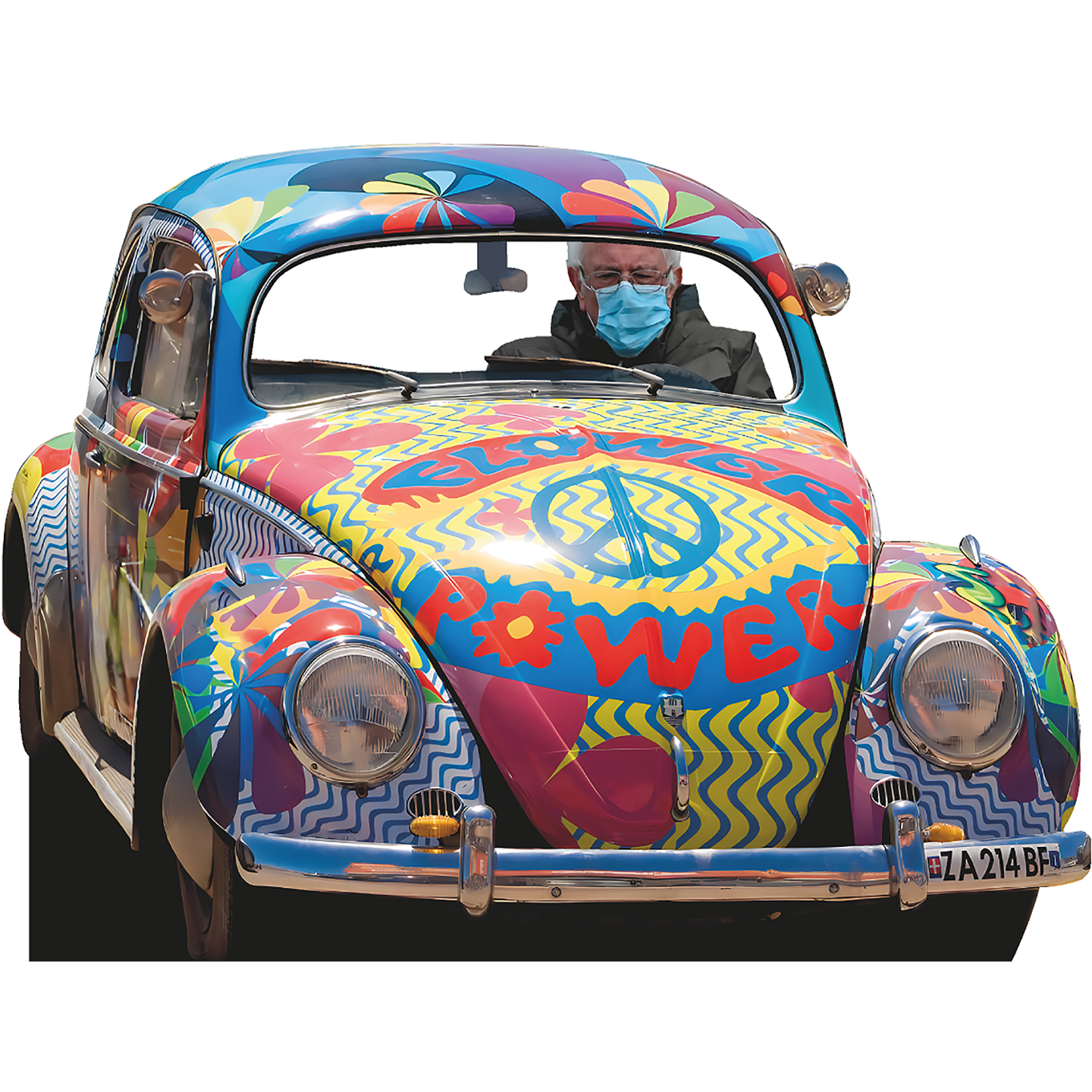 SP12679 Hippie Bug Groovy Car Stand in 60s Flower Power Woodstock Cardboard Cutout Standee Standup